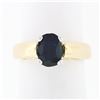 Image 1 : Simple 14k Yellow & White Gold 1.16 ctw Oval Cut Dark Blue Sapphire Solitaire Ri