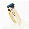 Image 8 : Simple 14k Yellow & White Gold 1.16 ctw Oval Cut Dark Blue Sapphire Solitaire Ri