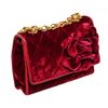 Image 2 : Chanel Burgundy Velvet Mini Camelia Flap Shoulder Bag