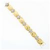 Image 4 : Estate 6.5" 18K Two Tone Gold .60 ctw Diamond & Wide Puffed Polished Link Bracel