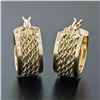 Image 3 : Solid 14K Yellow Gold 4 Row Rope Chain Center Petite Circle Hoop Snap Earrings