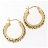 Image 5 : Solid 14K Yellow Gold 4 Row Rope Chain Center Petite Circle Hoop Snap Earrings