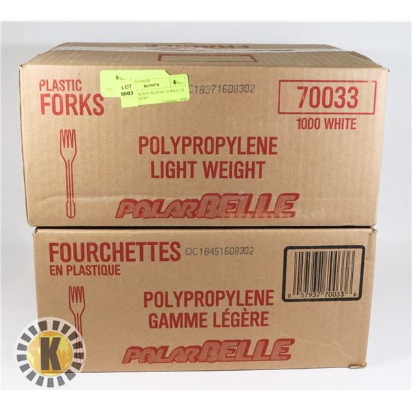 LOT OF 2 WHITE PLASTIC FORKS 2 X 1000PCS *NEW*