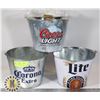 Image 1 : LOT OF 3 BEER BUCKETS - COORS /MILLER / CORONA