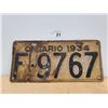 Image 1 : 1934 ONTARIO LICENSE PLATE
