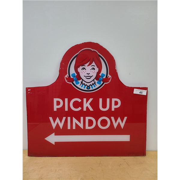 ORIGINAL WENDY'S PICKUP WINDOW PLEXIGLASS SIGN