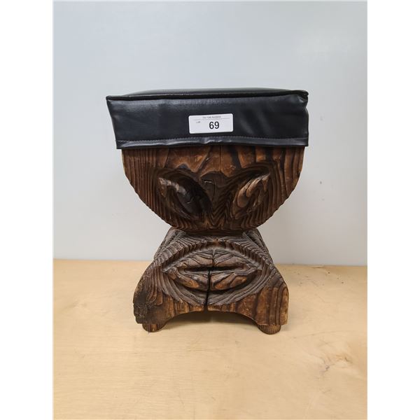 FUNKY WOOD CARVED STOOL
