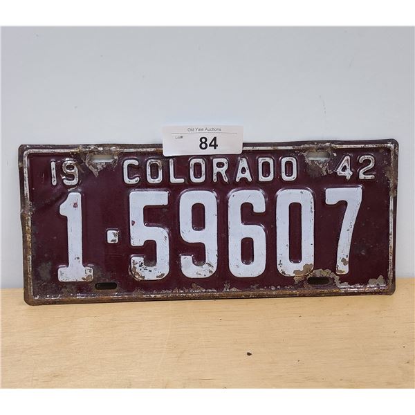 1942 COLORADO LICENSE PLATE
