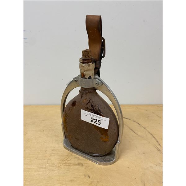 VINTAGE DUCASTAING ARMAGNAC BOTTLE DECANTER METAL STIRRUP MADE IN FRANCE
