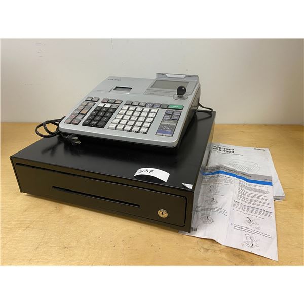 CASIO PCR-T520 ELECTRONIC CASH REGISTER W/KEYS & MANUALS