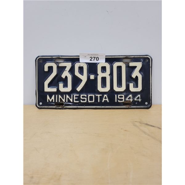 1944 MINNESOTA LICENSE PLATE