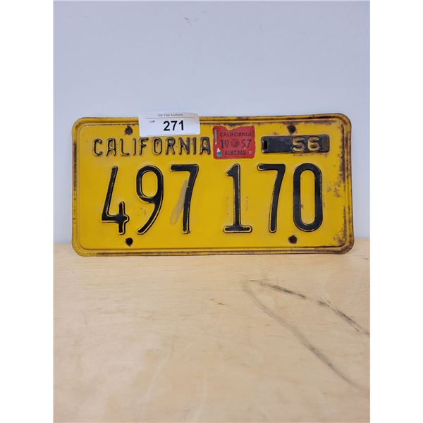 1956/57 CALIFORNIA LICENSE PLATE