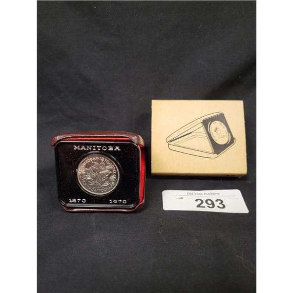 MANITOBA 1870-1970 $1 PROOF COIN IN DISPLAY CASE