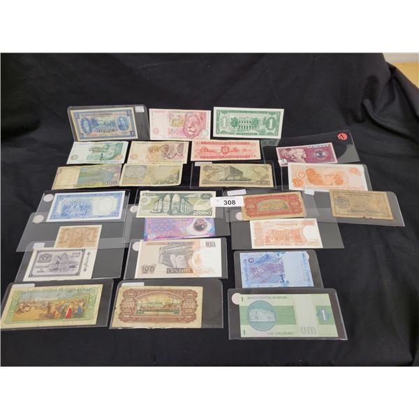 24 PIECES OF WORLD CURRENCY