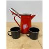 Image 2 : ENAMEL COFFEE POT & TWO CUPS