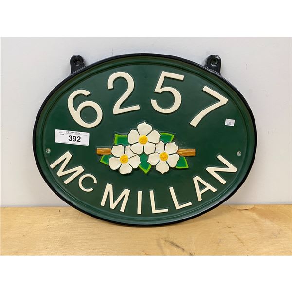 CAST METAL FLORAL ADDRESS SIGN