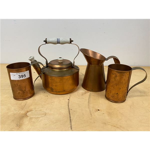 FOUR PIECES COPPERWARE