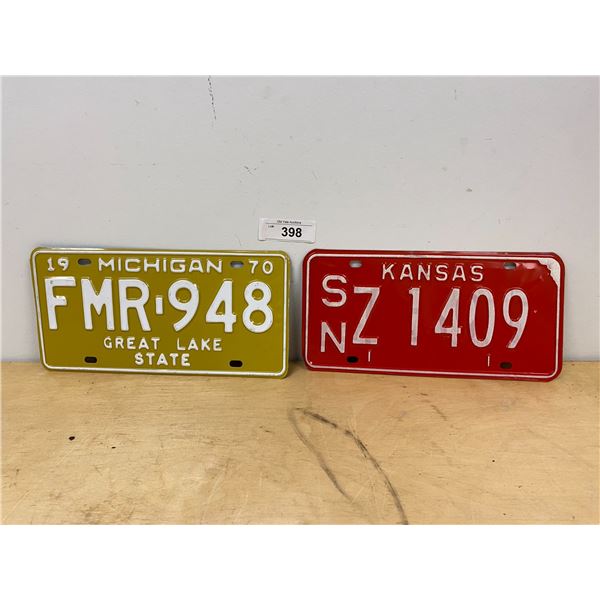 1970 MICHEGAN LICENSE PLATE & KANSAS LICENSE PLATE