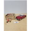 Image 1 : VINTAGE TIN FRICTION CAR AND VINTAGE CHRISTMAS DECORATION LAMPS