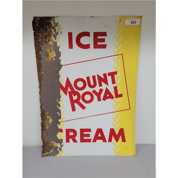 VINTAGE MOUNT ROYAL ICE CREAM TIN SIGN