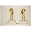 Image 1 : PR. 19TH CENT. BRASS CANNONBALL TOP ANDIRONS