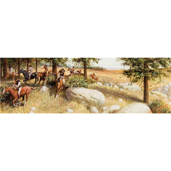 Russ Vickers-Collection of 4 paintings: The Disappearing Act, Gully Washer, A Defendable Position, G