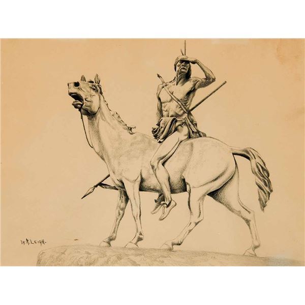 William R. Leigh-Indian on Horseback Looking Out