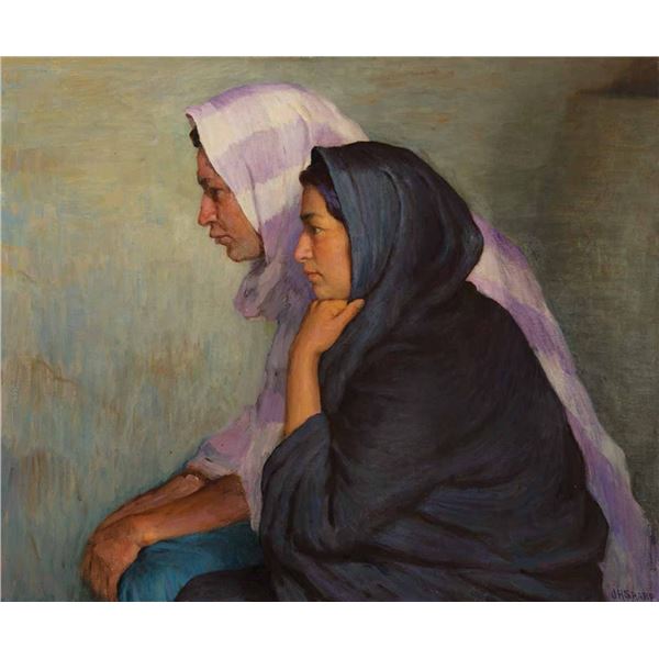 Joseph H. Sharp-Indian Couple in Interior