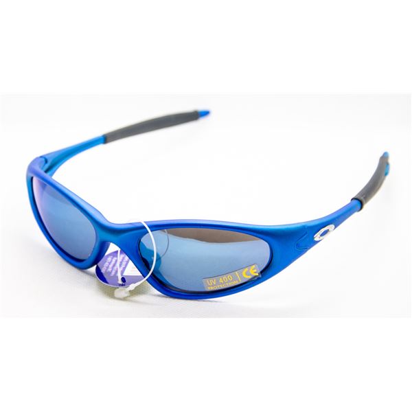 PAIR OF BRIGHT BLUE REPLICA OAKLEY SUNGLASSES