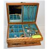 Image 1 : WOOD JEWELRY BOX FULL OF JEWELRY