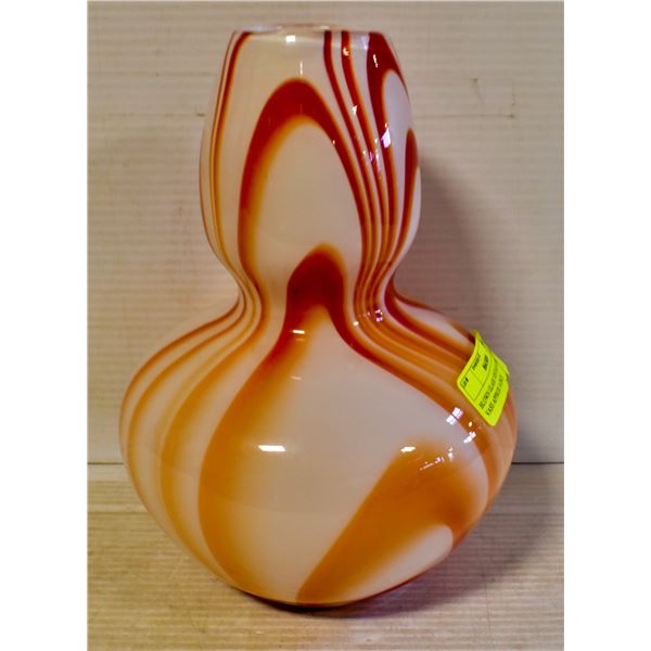 BLOWN GLASS VINTAGE LARGE VASE APPROX 14 INCH