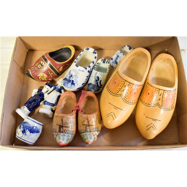 DELFT BLUE AND WOODEN DUTCH SHOES