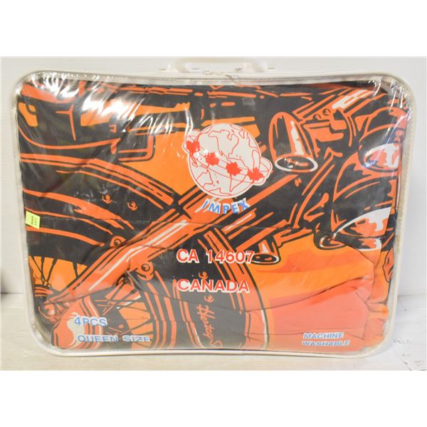 HARLEY DAVIDSON DOUBLE BALAKET,SHEET,PILLOWCASES