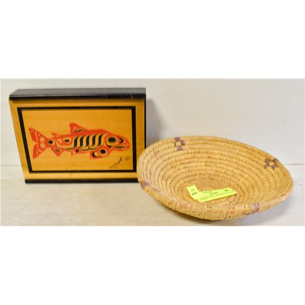 HAIDA SALMON CEDAR BOX & SAGE BASKET