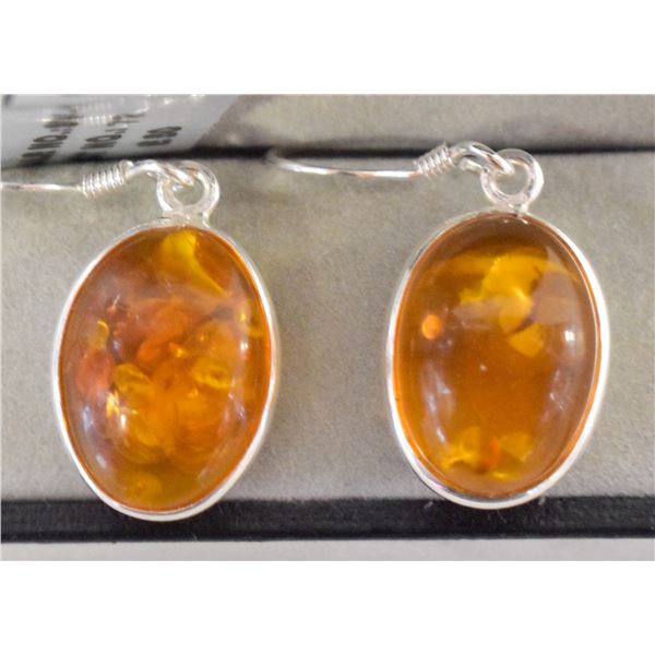 STERLING SILVER & AMBER EARRINGS