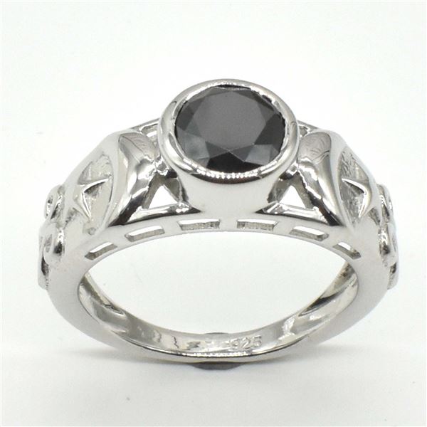 SILVER CERTIFIED BLACK MOISSANITE ( ROUND 7.5 MM)