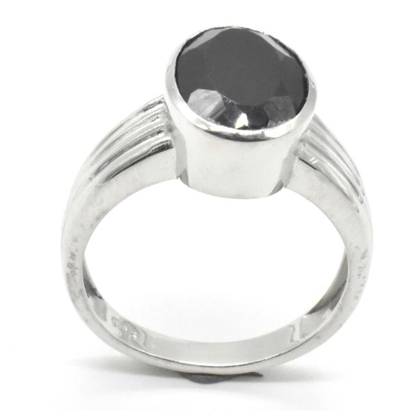 SILVER BLACK SPINEL(6.9CT)  RHODIUM PLATED MENS