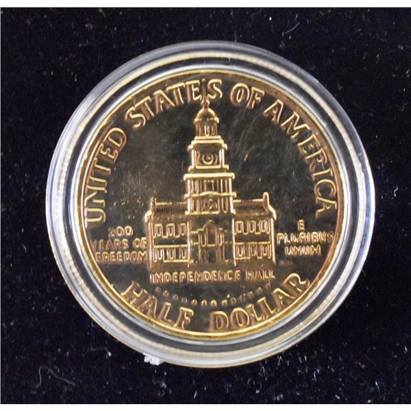 24KT GOLD PLATED US HALF DOLLAR 1776-1976
