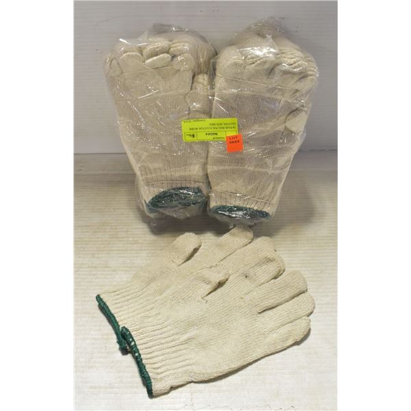 24 PAIR BDG POLYCOTTON WORK GLOVES; SIZE MED