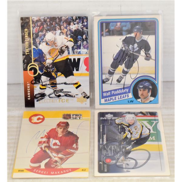 4 X UNAUTHENTICATED SIGNED HOCKEY CARDS