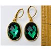 Image 1 : 1)  GOLD TONE WITH GREEN OVAL TITANIUM CRYSTAL