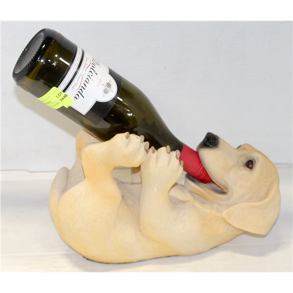 DOG WINE BOTTLE HOLDER, BOTTLE IS EMPTY