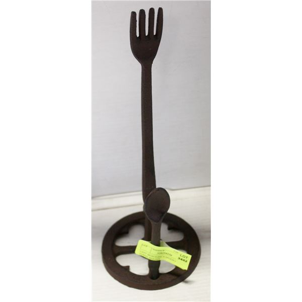 CAST IRON FORK N SPOON PAPER TOWEL HOLDER