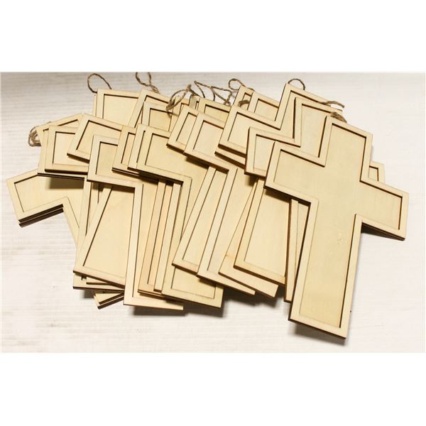 BOX OF WOODEN CROSSES FOR CRAFTING