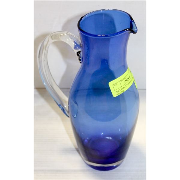 BLUE COBALT GLASS WATER PITCHER