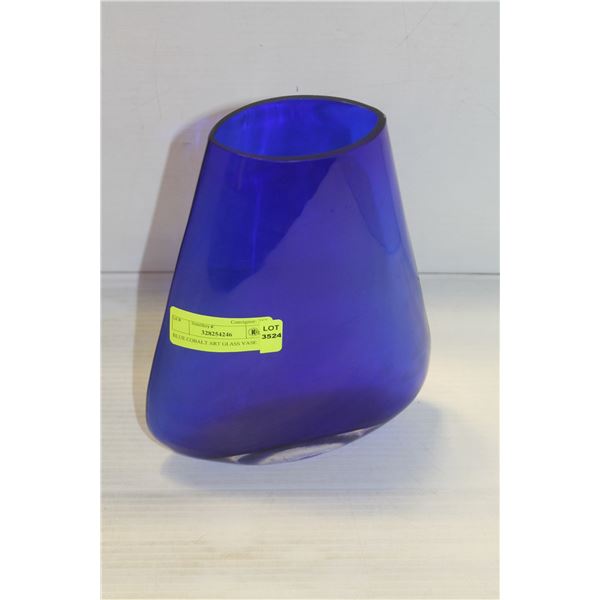 BLUE COBALT ART GLASS VASE