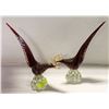 Image 1 : SET OF TALL RED ART GLASS BIRDS