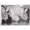 Image 1 : CANVAS PRINT OF DRINKING ZEBRA'S 20"X27.5"