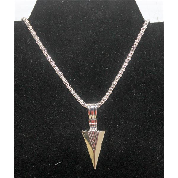 SILVER ALLOY ARROWHEAD PENDANT AND CHAIN