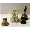 Image 1 : LOT OF 3 SMALL BELLS SOLD WITH MINI CLOCK